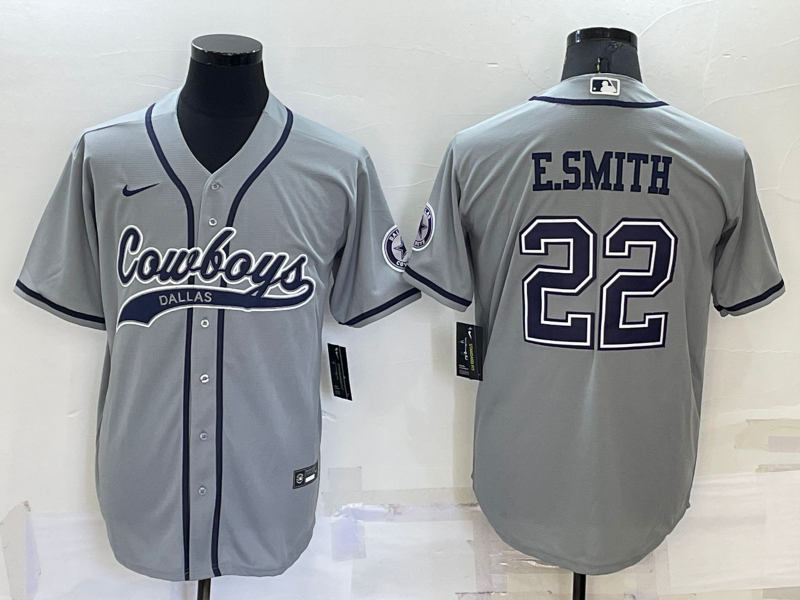 Men's Dallas Cowboys Emmitt Smith #22 Gray Jersey Joint Edition